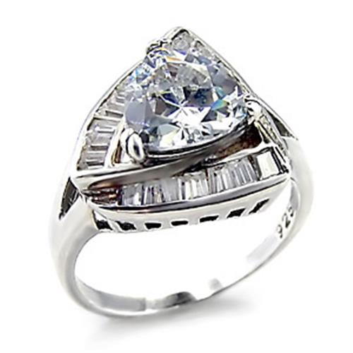 JCE1 Polished 925 Sterling Silver Ring with AAA Grade CZ in Clear