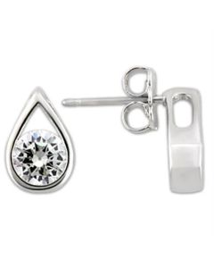 JCE180 Rhodium 925 Sterling Silver Earrings with AAA Grade CZ  in Clear