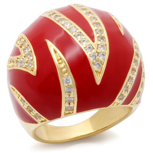 JCE229 Gold Brass Ring with AAA Grade CZ  in Clear