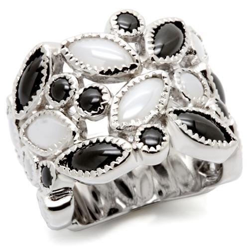 JCE272 Rhodium Brass Ring with Milky CZ  in Multi Color