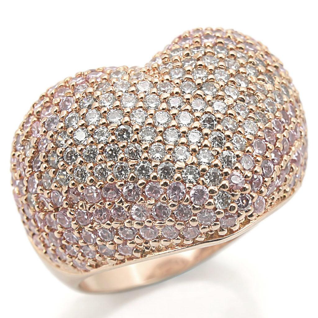 JCE319 Rose Gold Brass Ring with AAA Grade CZ  in Rose