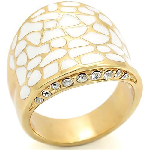 JCE379 Gold Brass Ring with Top Grade Crystal  in Clear