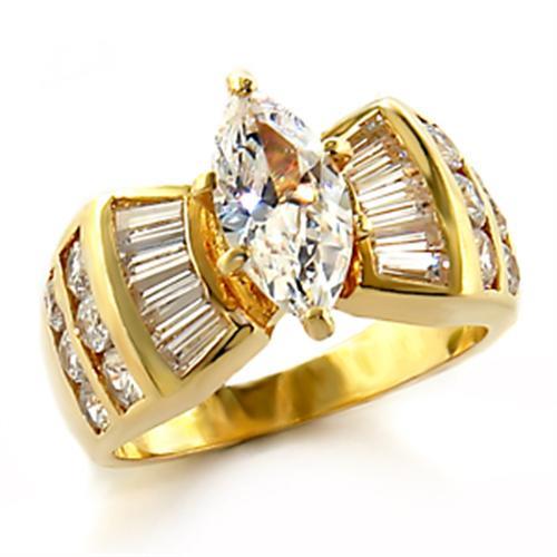 JCE523 Gold Brass Ring with AAA Grade CZ  in Clear