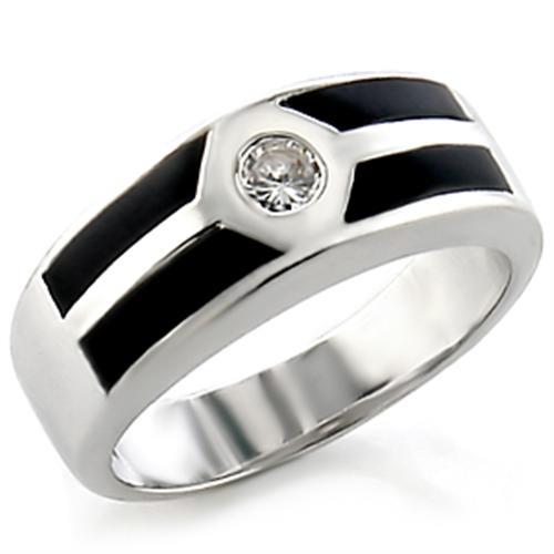 JCE2034 Rhodium Brass Ring with AAA Grade CZ  in Clear