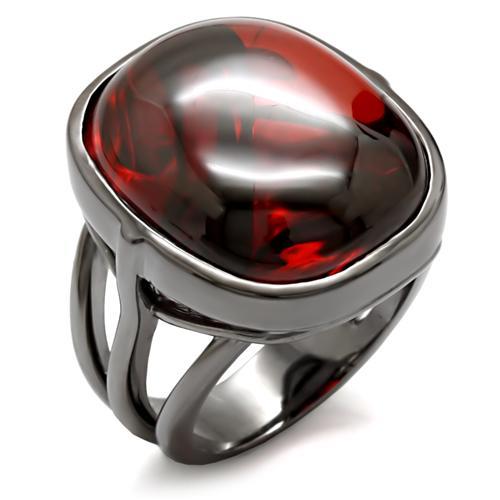 JCE100 Ruthenium Brass Ring with AAA Grade CZ  in Garnet