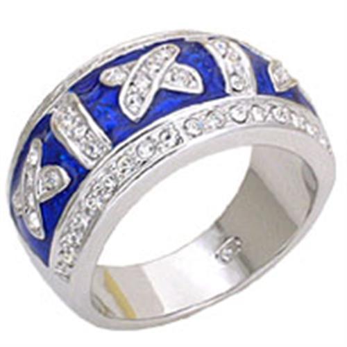 JCE829 Rhodium Brass Ring with Top Grade Crystal  in Clear