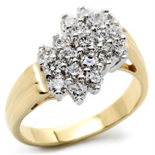 JCE012 Gold+Rhodium Brass Ring with AAA Grade CZ  in Clear