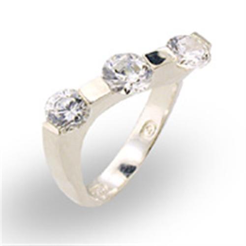 JCE123 High-Polished 925 Sterling Silver Ring with AAA Grade CZ  in Clear