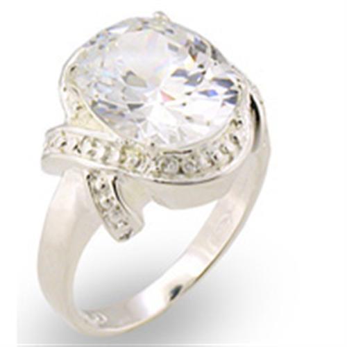 JCE306 High-Polished 925 Sterling Silver Ring with AAA Grade CZ  in Clear