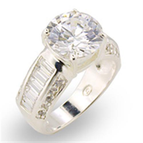 JCE307 High-Polished 925 Sterling Silver Ring with AAA Grade CZ  in Clear