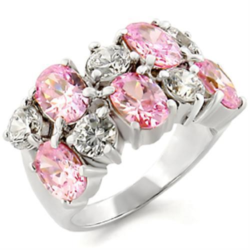 JCE817 High-Polished 925 Sterling Silver Ring with AAA Grade CZ  in Rose
