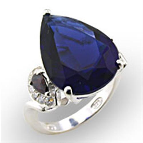 JCE923 High-Polished 925 Sterling Silver Ring with Synthetic Spinel in Montana