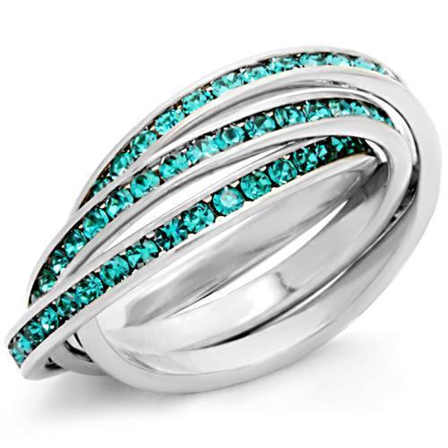 JCE117 High-Polished 925 Sterling Silver Ring with Top Grade Crystal  in Emerald