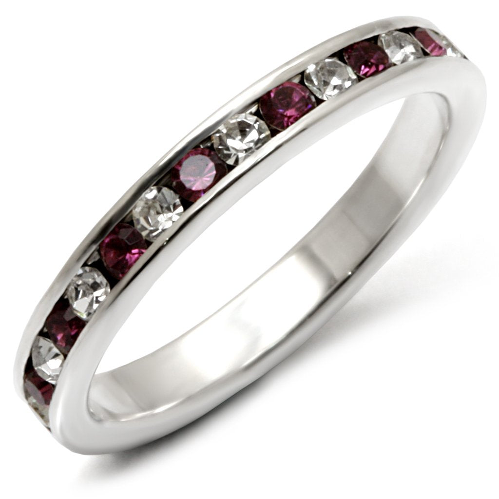 JCE126 High-Polished 925 Sterling Silver Ring with Top Grade Crystal  in Amethyst