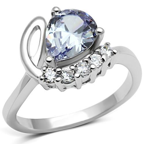 JCE030 Rhodium Brass Ring with AAA Grade CZ  in Light Amethyst