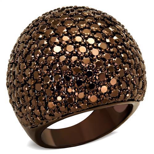 JCE1101 IP Coffee light Brass Ring with AAA Grade CZ  in Light Coffee