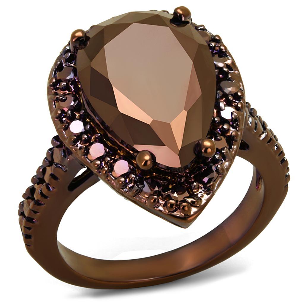 JCE1153 IP Coffee light Brass Ring with AAA Grade CZ  in Light Coffee