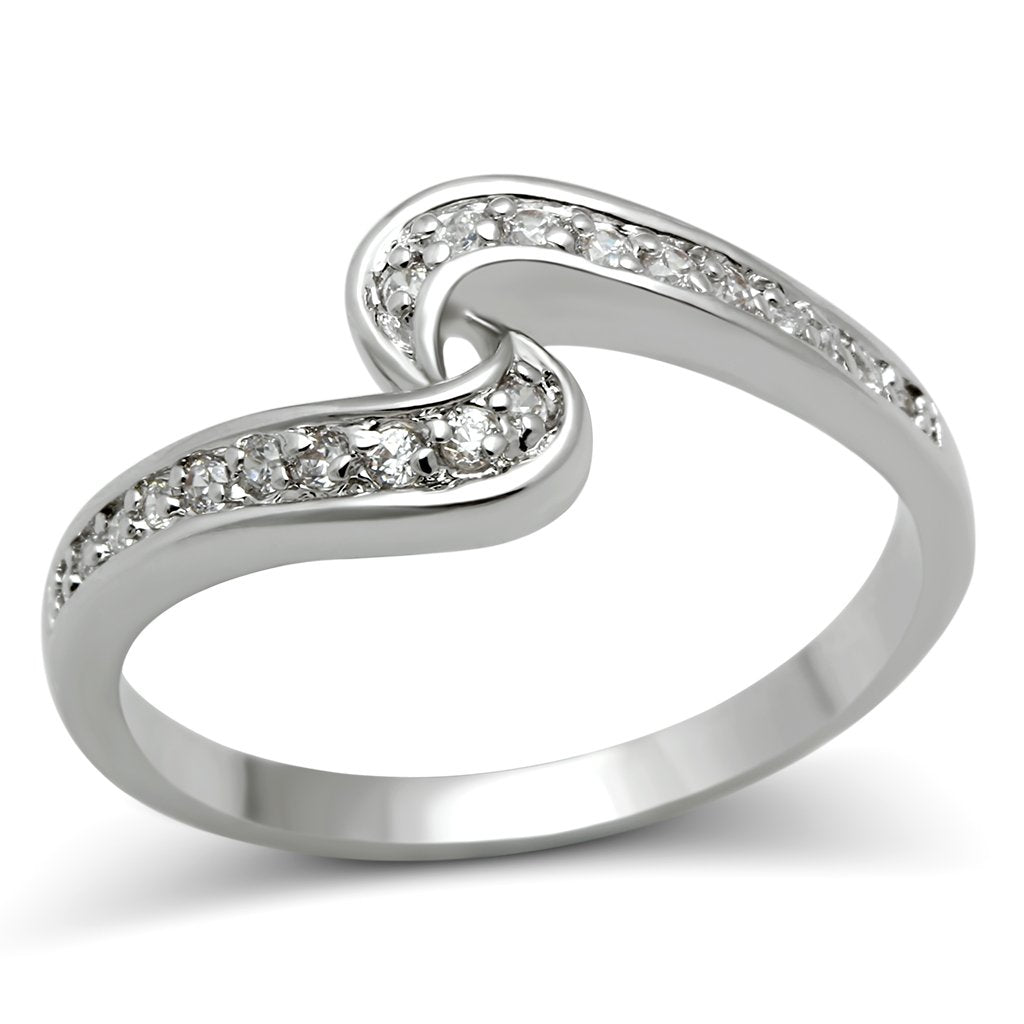 JCE119 Rhodium Brass Ring with AAA Grade CZ  in Clear