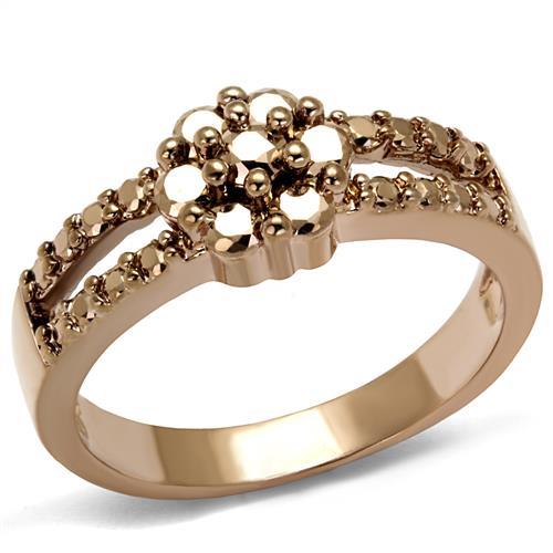 JCE1192 IP Rose Gold(Ion Plating) Brass Ring with AAA Grade CZ  in Metallic Light Gold