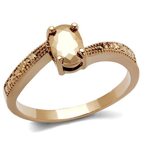 JCE1201 IP Rose Gold(Ion Plating) Brass Ring with AAA Grade CZ  in Metallic Light Gold