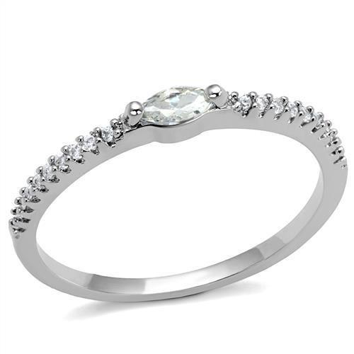 JCE1225 Rhodium Brass Ring with AAA Grade CZ  in Clear