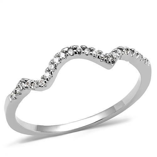 JCE1239 Rhodium Brass Ring with AAA Grade CZ  in Clear