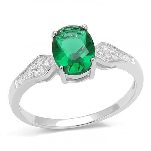 JCE1387 Rhodium 925 Sterling Silver Ring with Synthetic Synthetic Glass in Blue Zircon