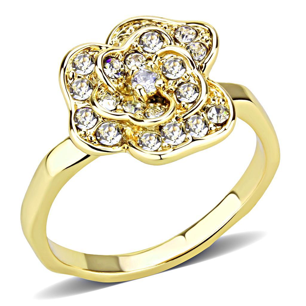 JCE1497 Gold Brass Ring with Top Grade Crystal  in Clear
