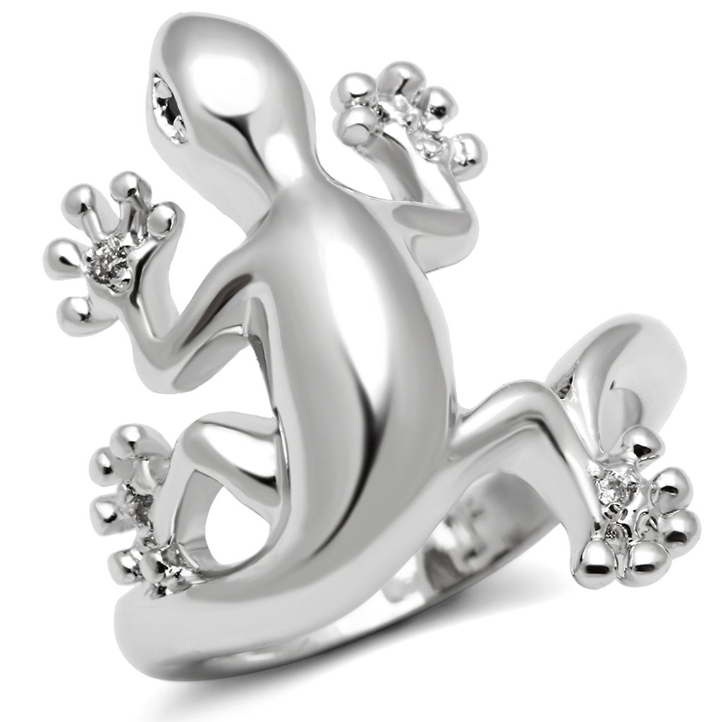 JCE207 Rhodium Brass Ring with AAA Grade CZ  in Black Diamond