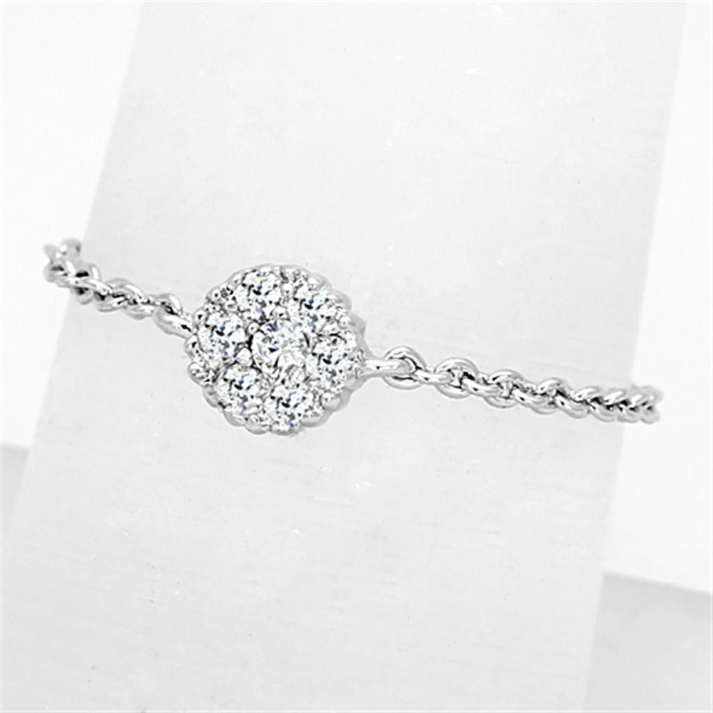 JCE516 Rhodium Brass Ring with AAA Grade CZ  in Clear