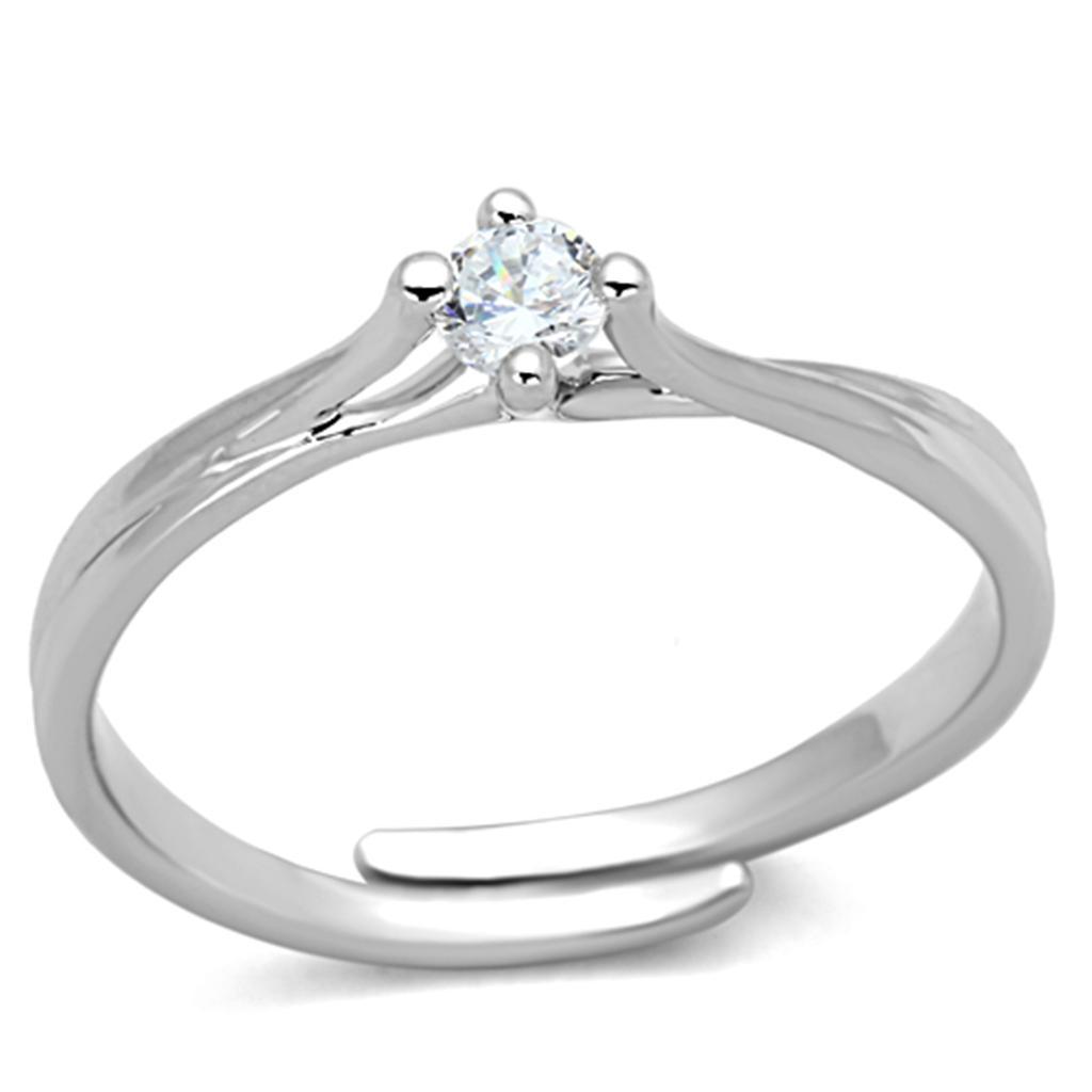 JCE520 Rhodium Brass Ring with AAA Grade CZ  in Clear