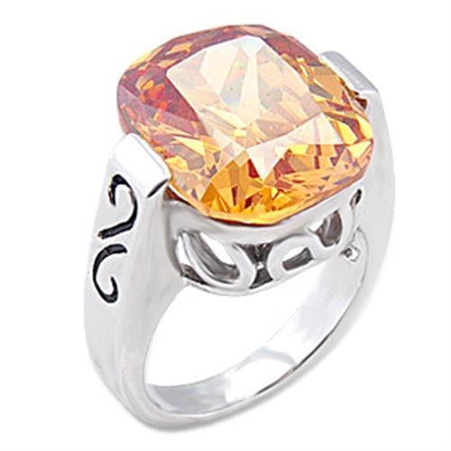 JCE317 Rhodium Brass Ring with AAA Grade CZ  in Champagne