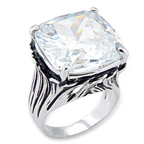 JCE318 Rhodium Brass Ring with AAA Grade CZ  in Clear
