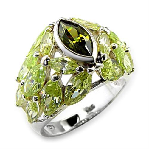 JCE618 High-Polished 925 Sterling Silver Ring with AAA Grade CZ  in Multi Color