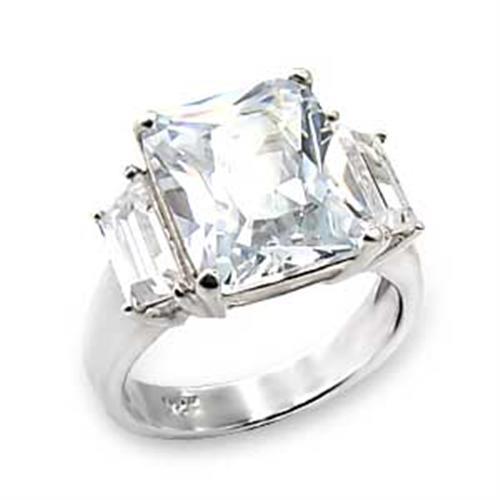 JCE058 High-Polished 925 Sterling Silver Ring with AAA Grade CZ  in Clear
