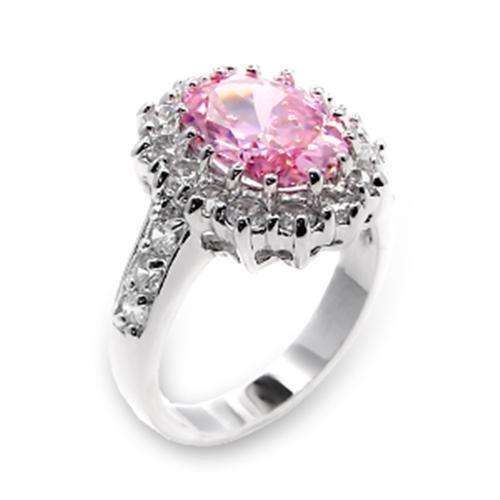 JCE204 High-Polished 925 Sterling Silver Ring with AAA Grade CZ  in Rose