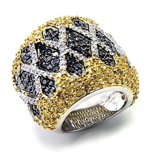 JCE309 Rhodium+Gold+ Ruthenium 925 Sterling Silver Ring with AAA Grade CZ  in Multi Color