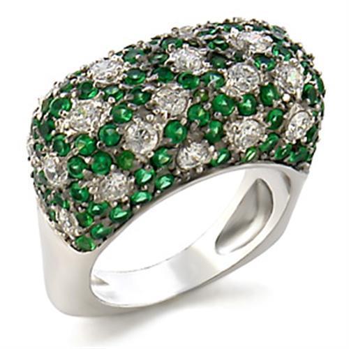 JCE021 Rhodium + Ruthenium Brass Ring with AAA Grade CZ  in Clear