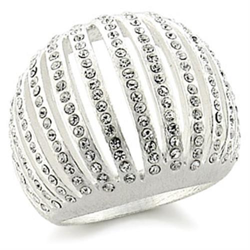 JCE175 Silver Brass Ring with Top Grade Crystal  in Clear