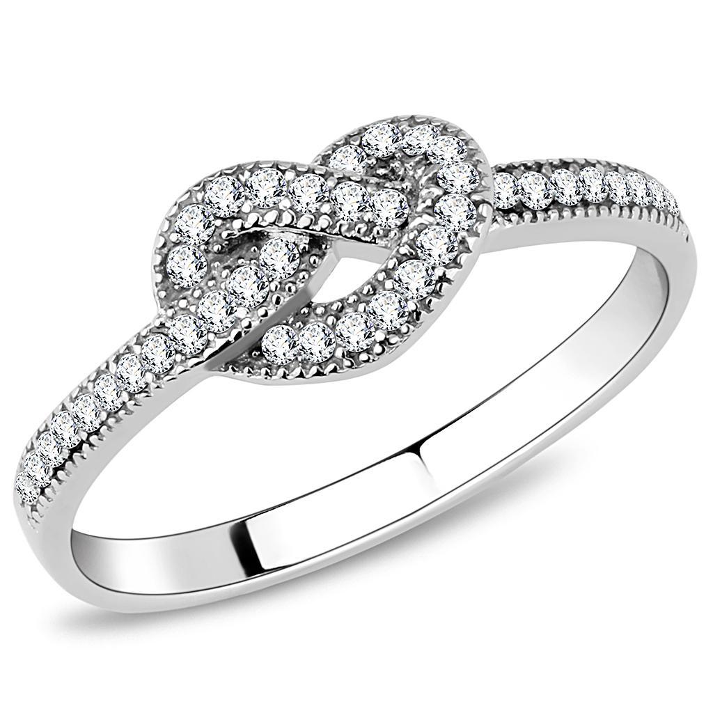 JCE053 High polished (no plating) Stainless Steel Ring with AAA Grade CZ  in Clear