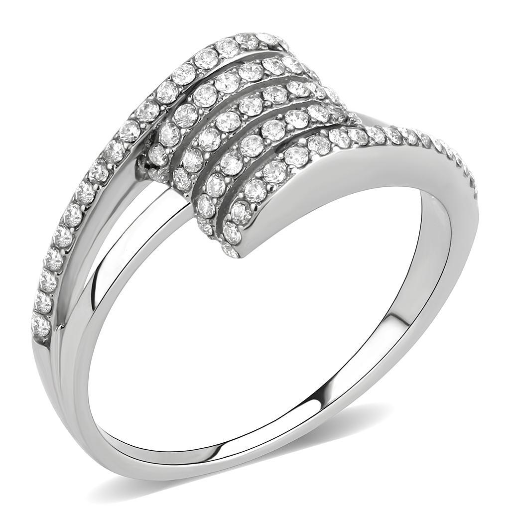 JCE342 No Plating Stainless Steel Ring with AAA Grade CZ  in Clear