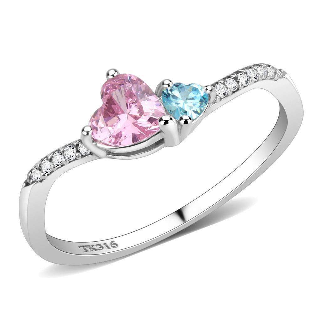 JCE384Q High polished (no plating) Stainless Steel Ring with AAA Grade CZ  in Multi Color