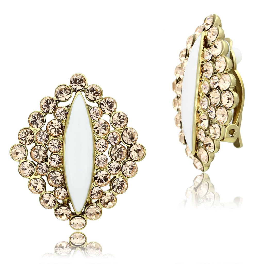JCE350 IP Gold(Ion Plating) Brass Earrings with Top Grade Crystal  in Champagne