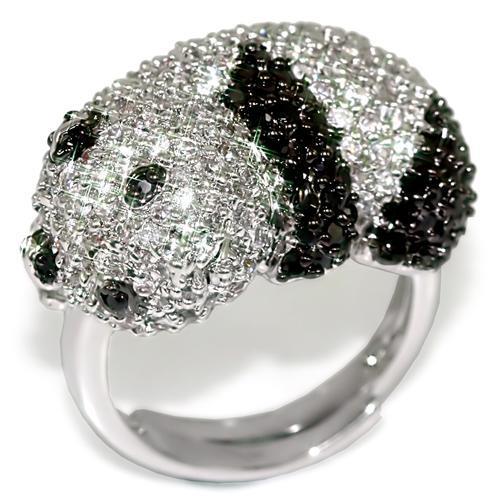 JCE1515 Rhodium + Ruthenium Brass Ring with AAA Grade CZ  in Black Diamond