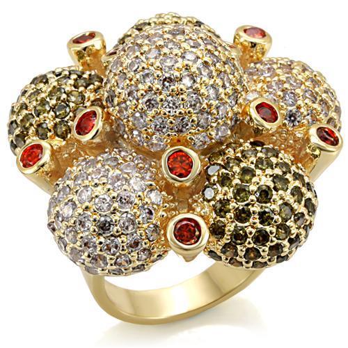 JCE1600 Imitation Gold Brass Ring with AAA Grade CZ  in Garnet
