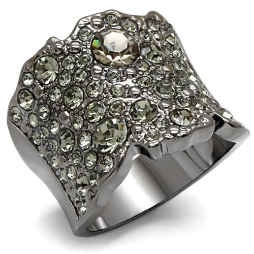 JCE1611 TIN Cobalt Black Brass Ring with Top Grade Crystal  in Black Diamond