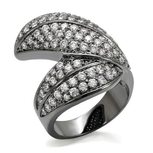 JCE1667 TIN Cobalt Black Brass Ring with AAA Grade CZ  in Clear
