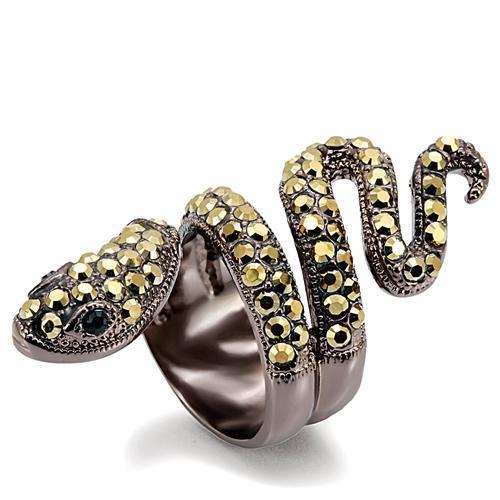 JCE1683 Chocolate Gold Brass Ring with Top Grade Crystal  in Multi Color