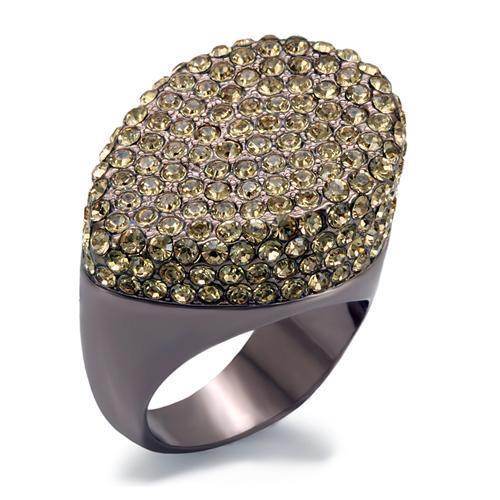 JCE1693 Chocolate Gold Brass Ring with Top Grade Crystal  in Citrine Yellow