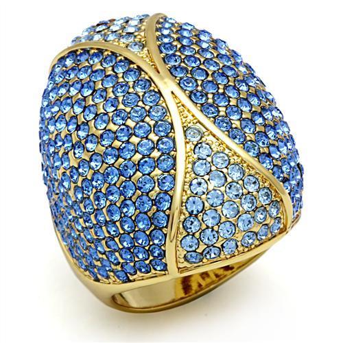JCE2188 Flash Gold Brass Ring with Top Grade Crystal  in Multi Color